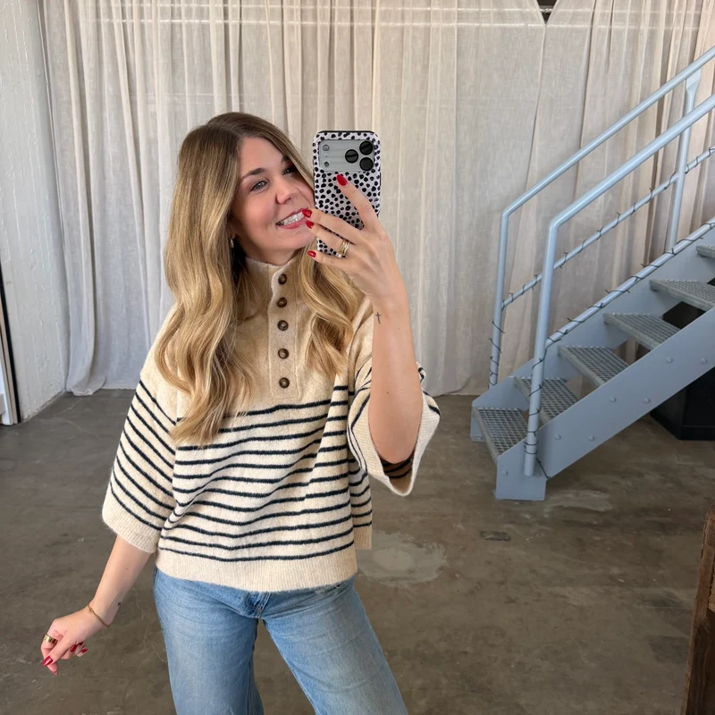 Strickshirt Lia - Beige Navy