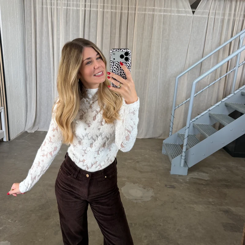 Spitzen Longsleeve THICK - Weiß