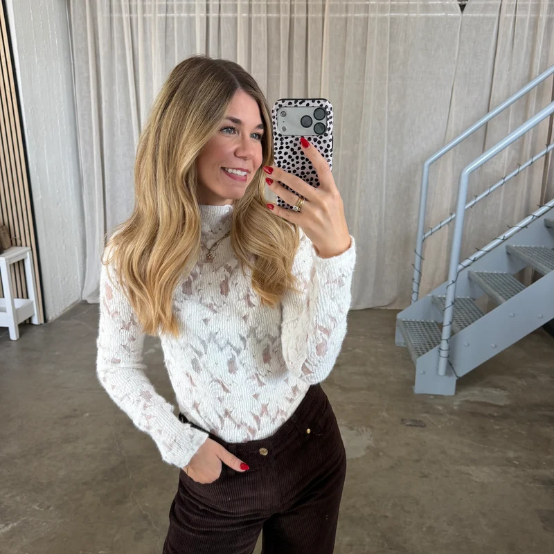 Spitzen Longsleeve THICK - Weiß