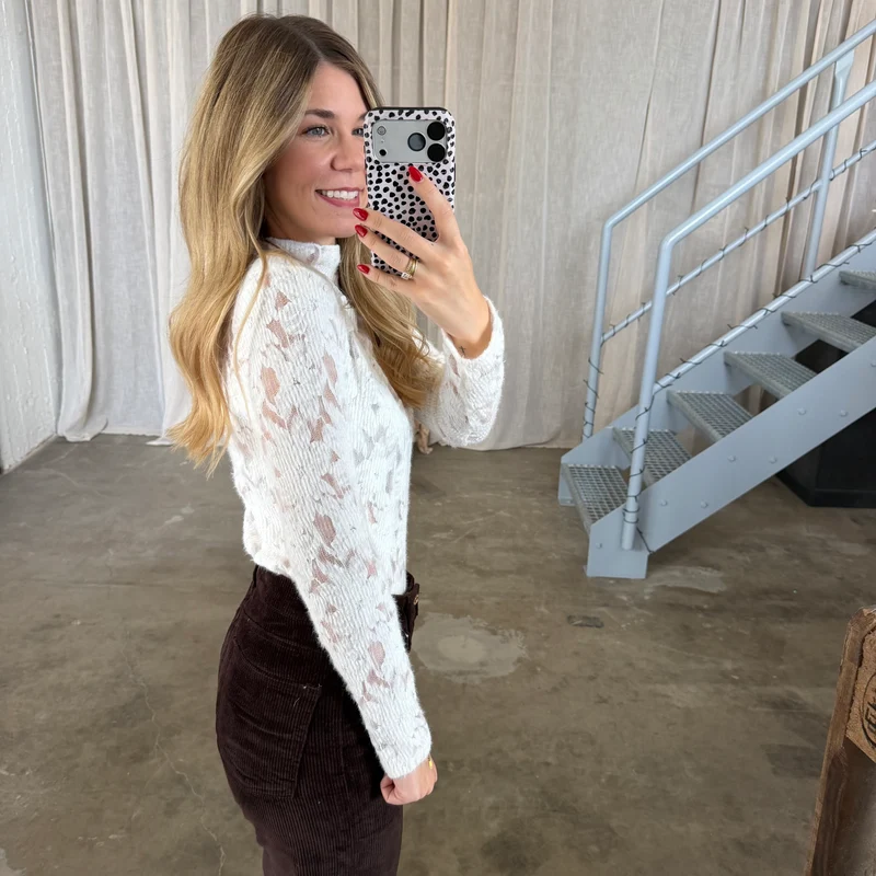 Spitzen Longsleeve THICK - Weiß
