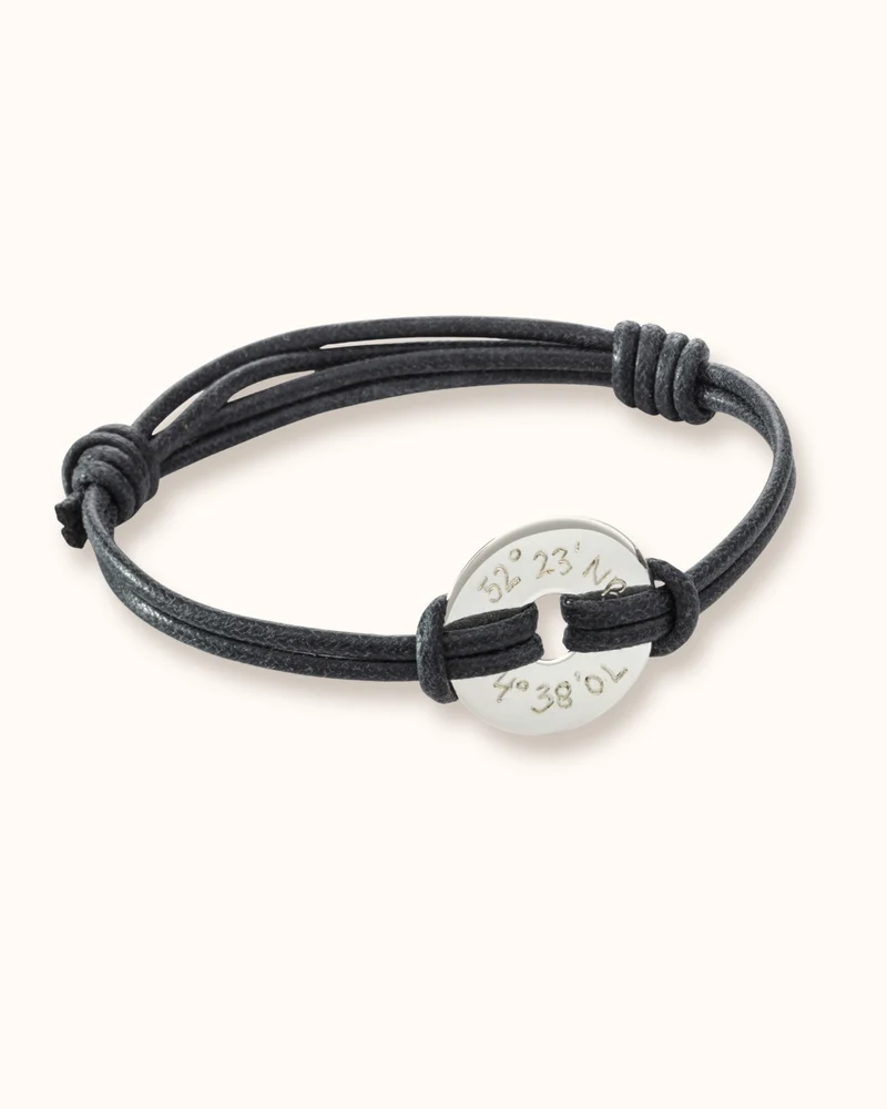 Mannen Mini Open Disk Armband - Zilver - Gepersonaliseerde Heren Armband