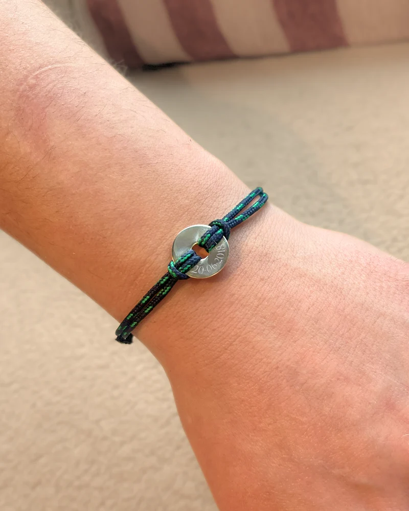 Mannen Mini Open Disk Armband - Zilver - Gepersonaliseerde Heren Armband