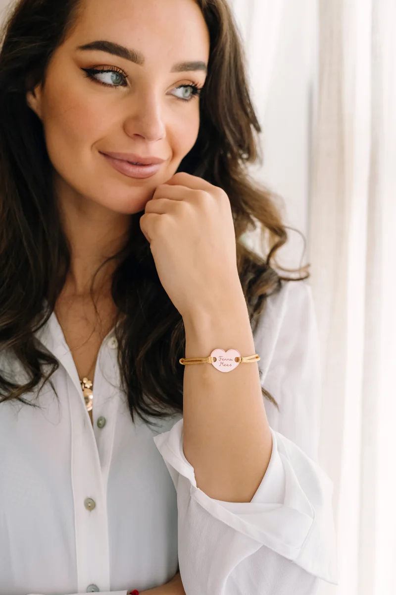 Heart Armband met naam Rosé Verguld - Gepersonaliseerde Armband