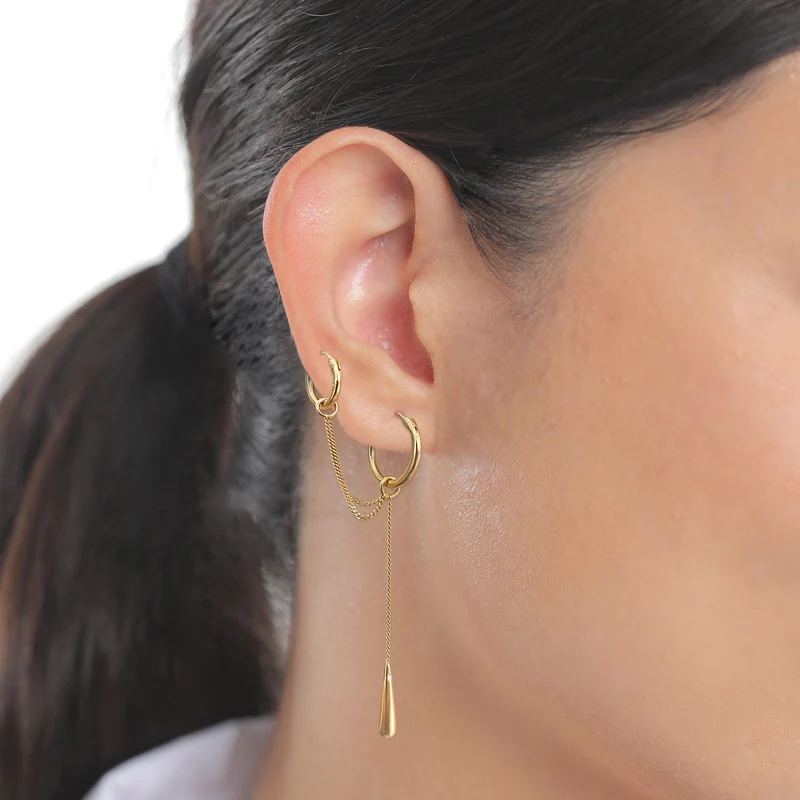 Creolen Ear Chain Tropfen | Mit Kristallen von Swarovski® (Weiß)