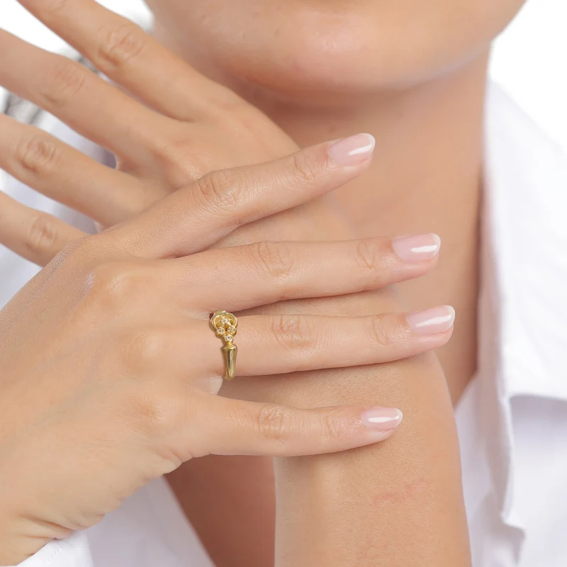 Ring mit Stern | Topas (Weiß, 0.015 ct) & Topas (Weiß, 0.006 ct)