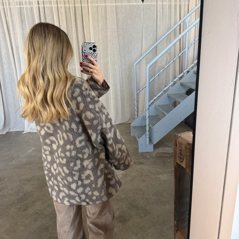 Oversized Teddy Jacke - Leo Taupe