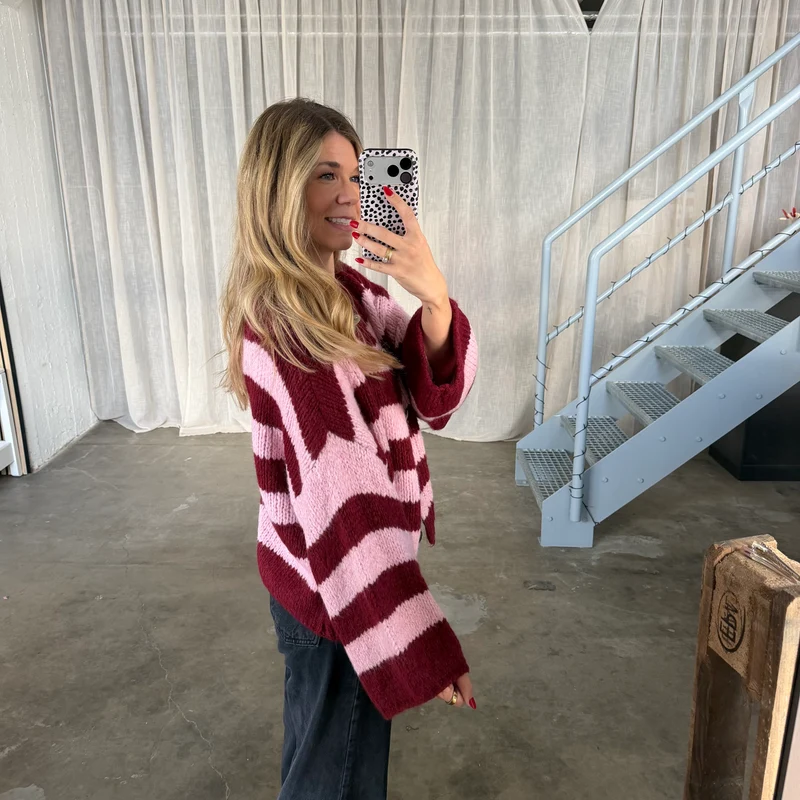 Strickjacke Poppy - Bordeaux x Rosa
