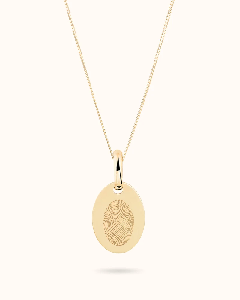 14k Vingerafdruk Oval Ketting - Gepersonaliseerde Ketting