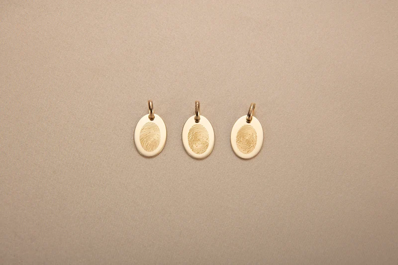 14k Vingerafdruk Oval Ketting - Gepersonaliseerde Ketting