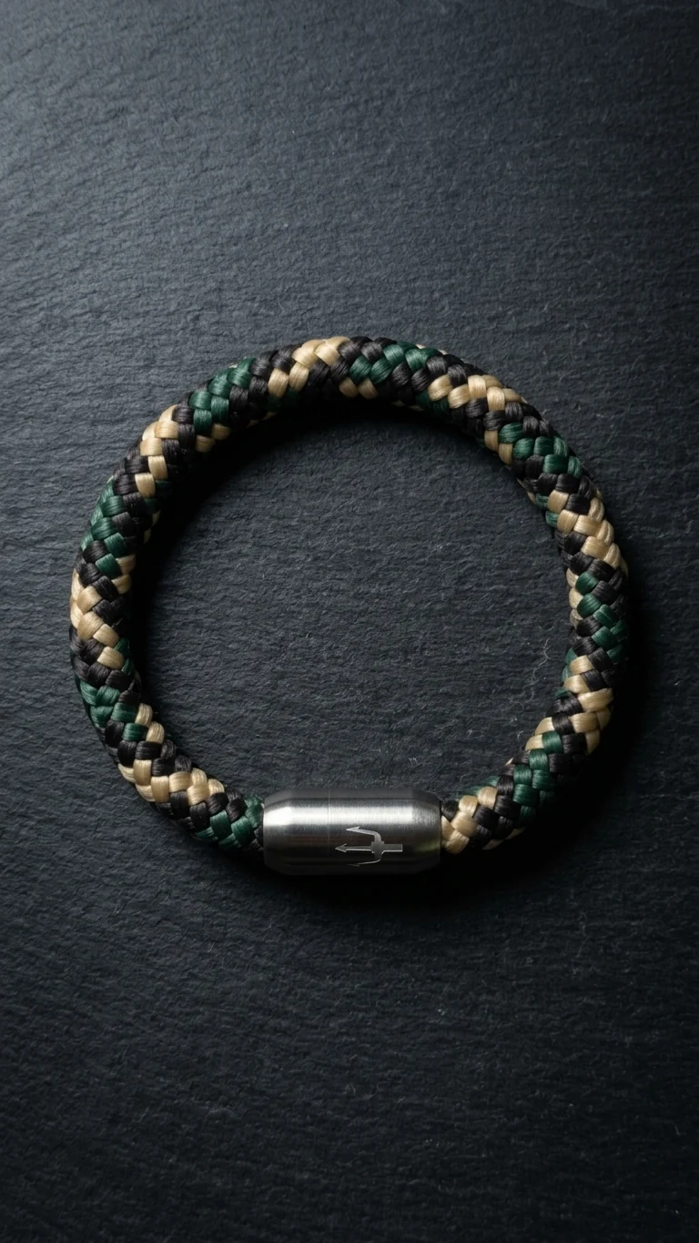 Nautic Force – Woodland Camo | Segeltauarmband Herren Grün Schwarz Beige 8mm