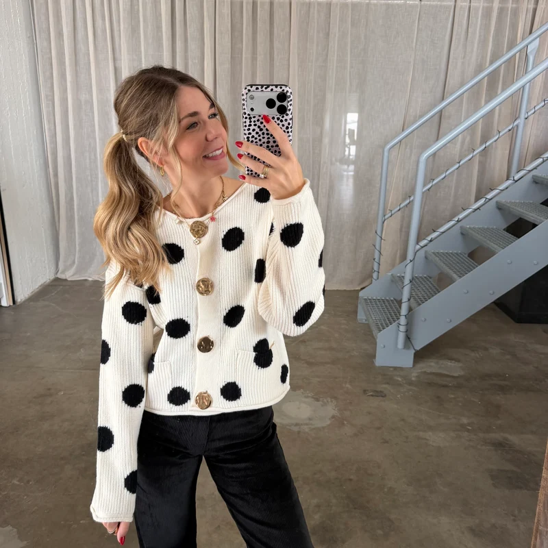Strickjacke Dora Dots - Creme x Schwarz