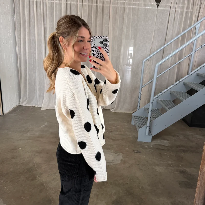 Strickjacke Dora Dots - Creme x Schwarz
