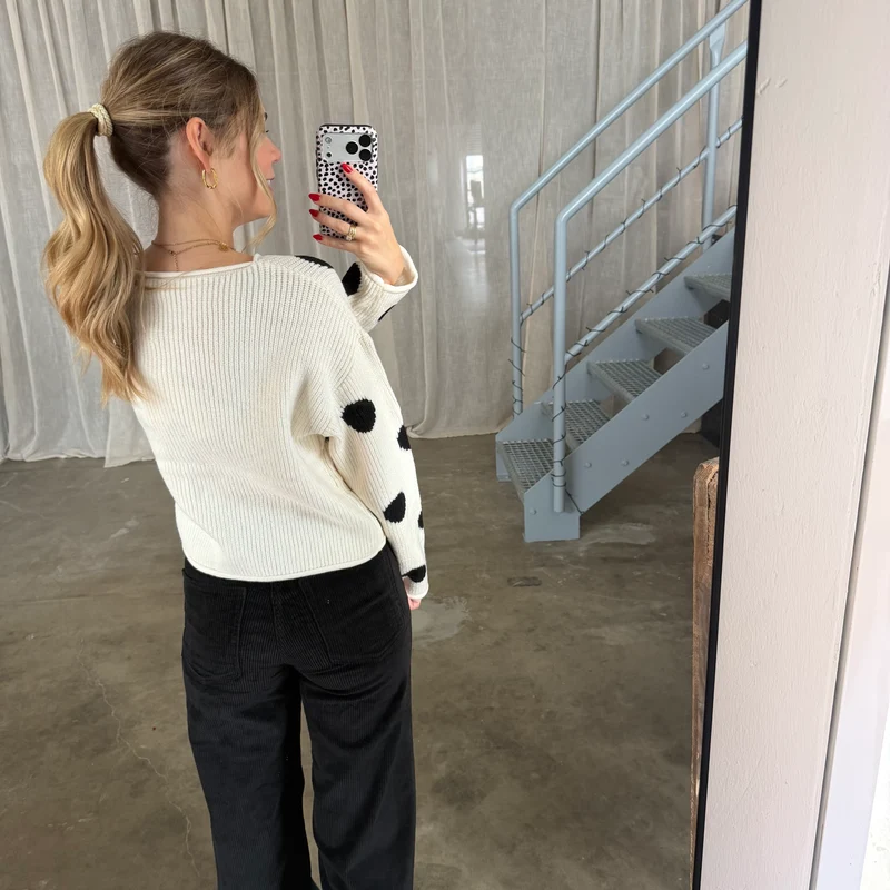 Strickjacke Dora Dots - Creme x Schwarz