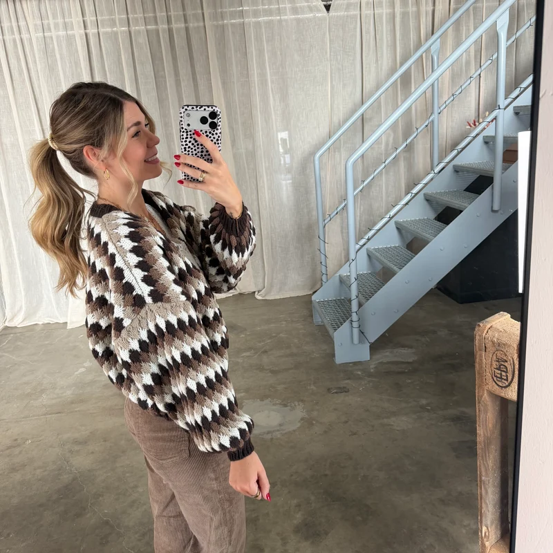 Pops Strickjacke - Braun x Weiß