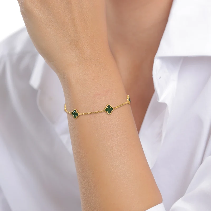 Armband Kleeblatt | Emaille (Gün)