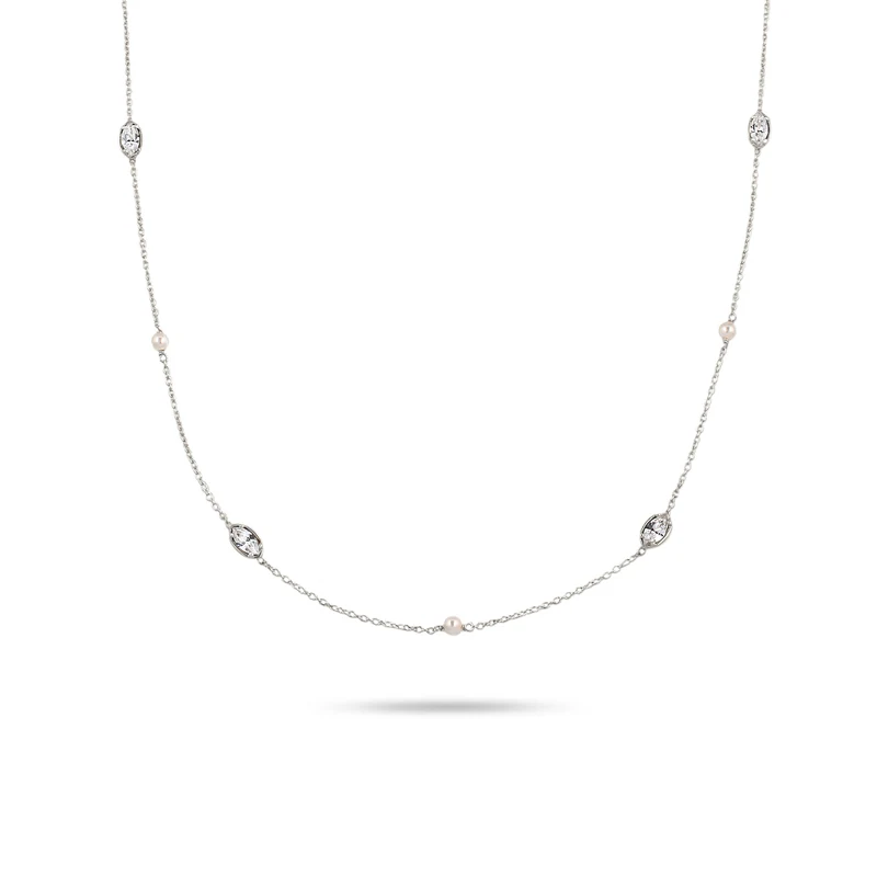 Halskette | Mit Perlen und Kristallen von Swarovski® (Weiß)