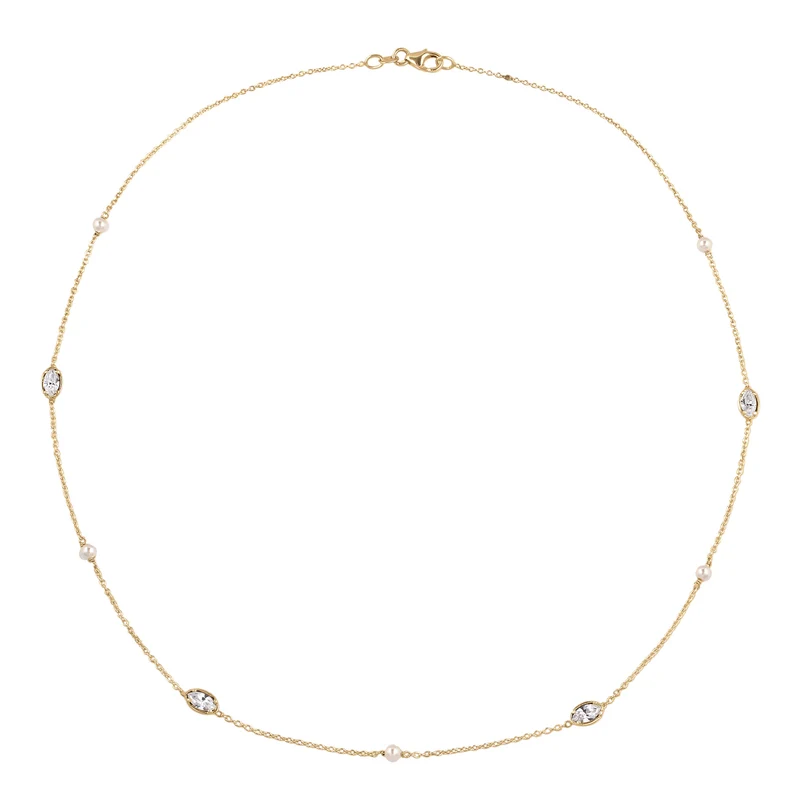 Halskette | Mit Perlen und Kristallen von Swarovski® (Weiß)