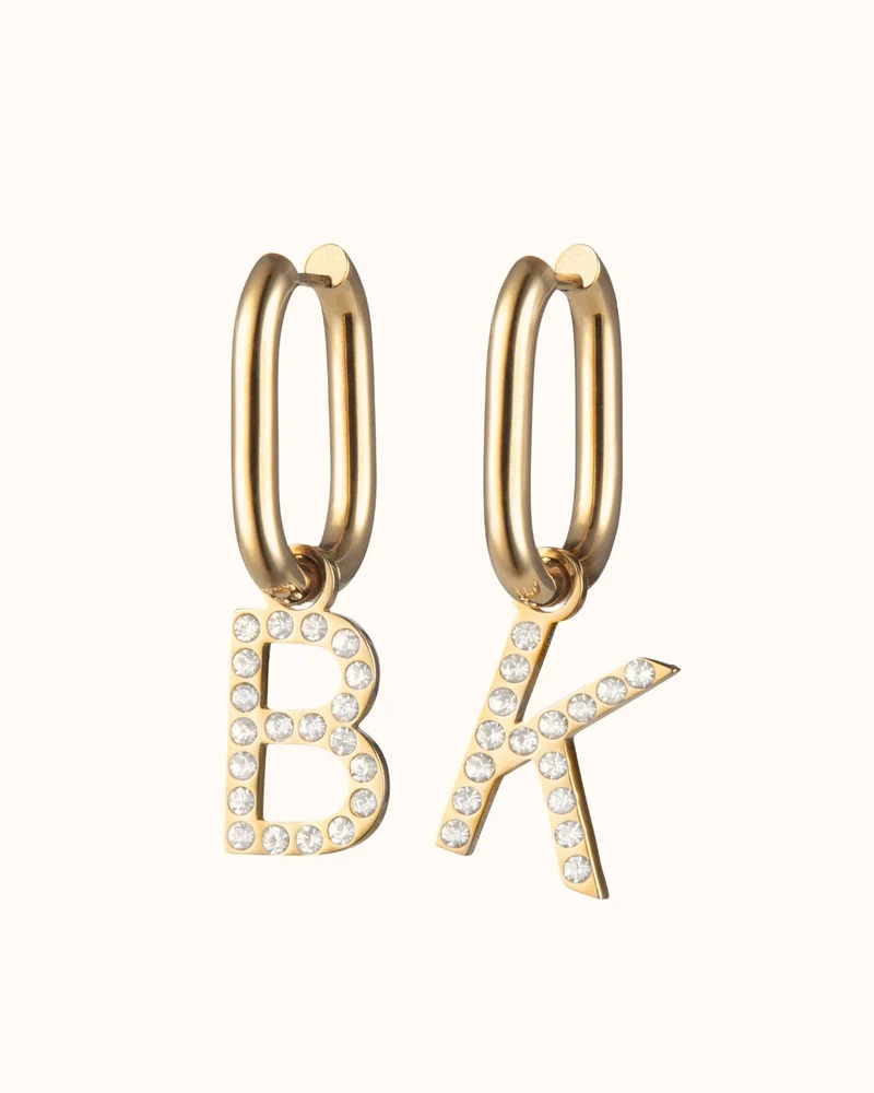 Initial Party Hoops - Goudkleurig staal - Gepersonaliseerde Sieraden