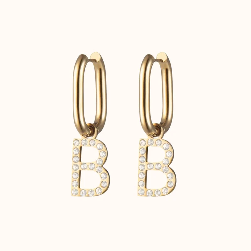 Initial Party Hoops - Goudkleurig staal - Gepersonaliseerde Sieraden
