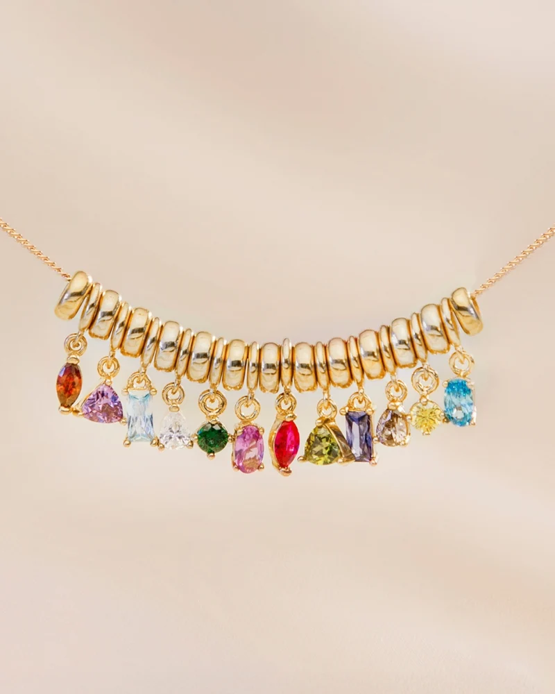 Sliding Geboortesteen Charm Ketting - Verguld - Geboortesteen Ketting