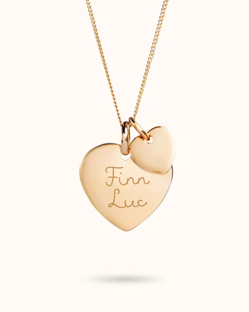Heart Charm Ketting met Mini Heart - Verguld - Gepersonaliseerde Ketting