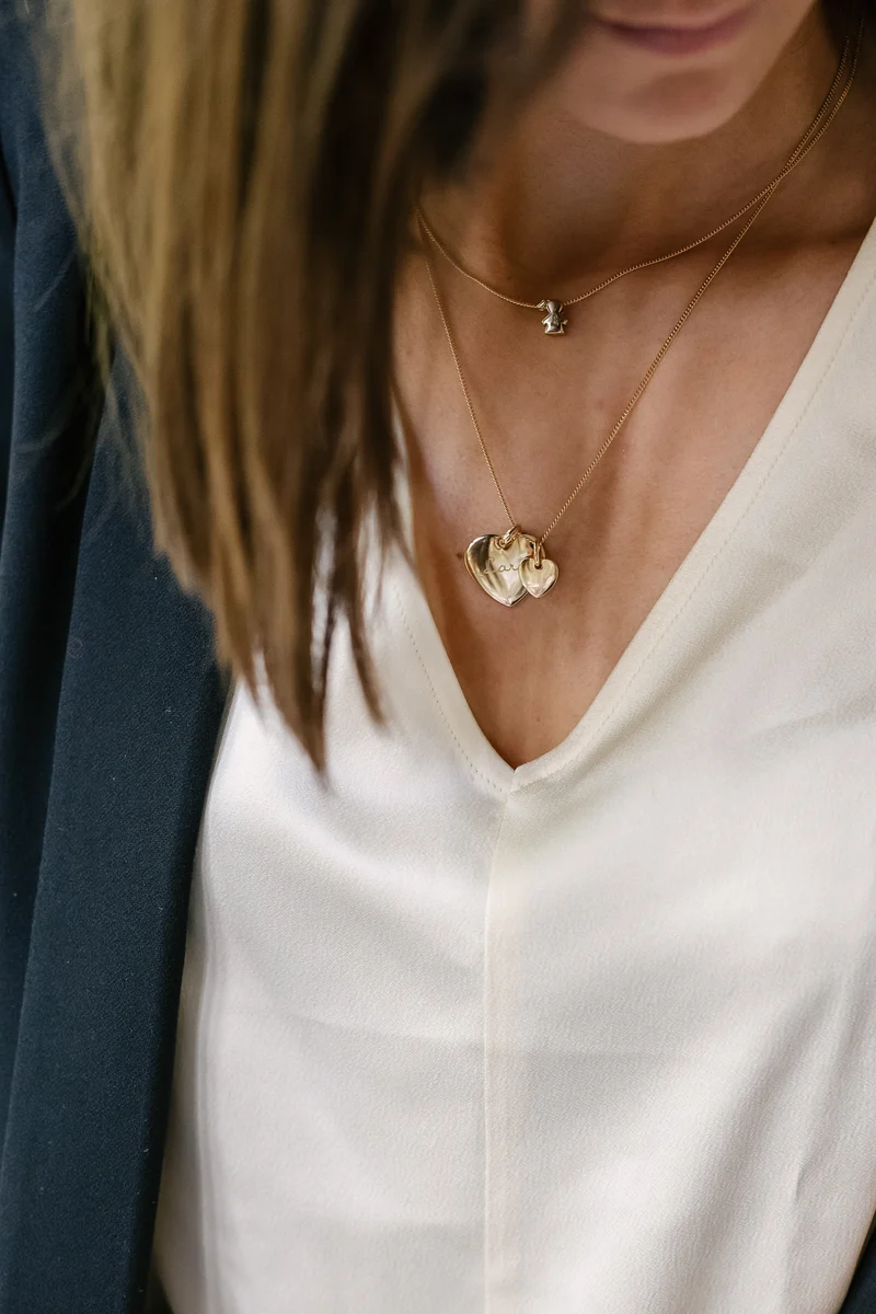 Heart Charm Ketting met Mini Heart - Verguld - Gepersonaliseerde Ketting