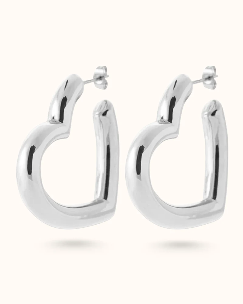 Bold Heart Oorbellen - Zilverkleurig staal - Gepersonaliseerde Sieraden
