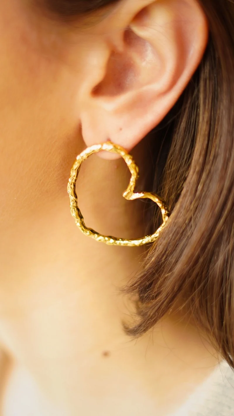 Big Heart Oorbellen - Goudkleurig staal - Gepersonaliseerde Sieraden