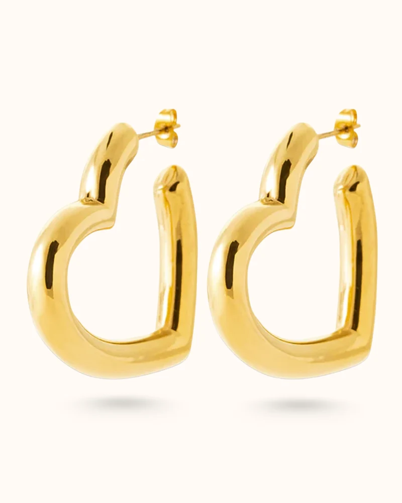 Bold Heart Oorbellen - Goudkleurig staal - Gepersonaliseerde Sieraden