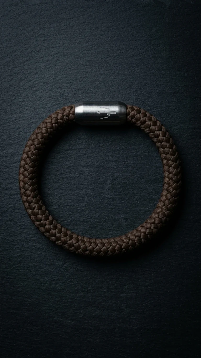 Nautic Force – Dark Harbor | Segeltauarmband Herren Braun 8mm