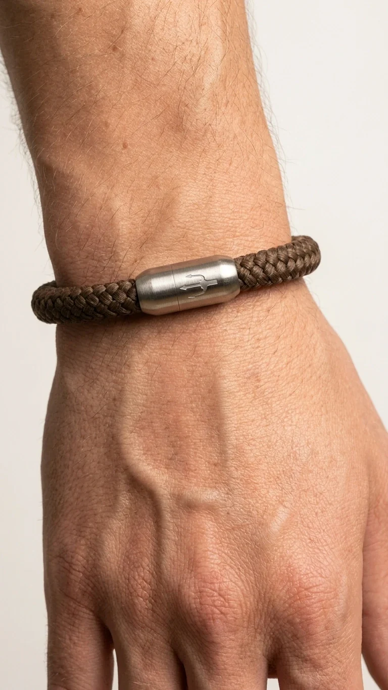 Nautic Force – Dark Harbor | Segeltauarmband Herren Braun 8mm