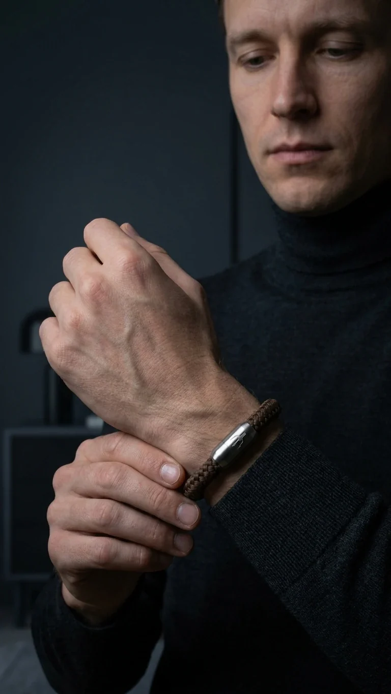 Nautic Force – Dark Harbor | Segeltauarmband Herren Braun 8mm