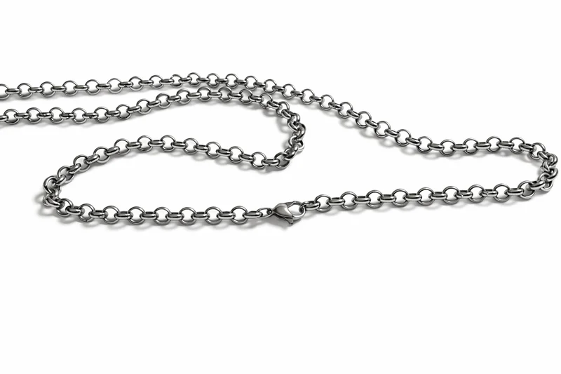 Edelstahl Kette 55 cm – 6 mm Rundglieder – Silber