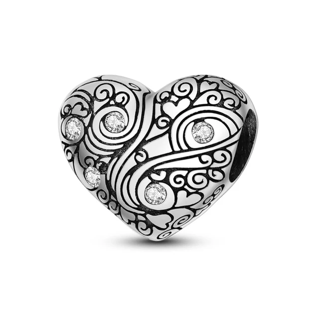 Patterned Heart Charm | CZ EN