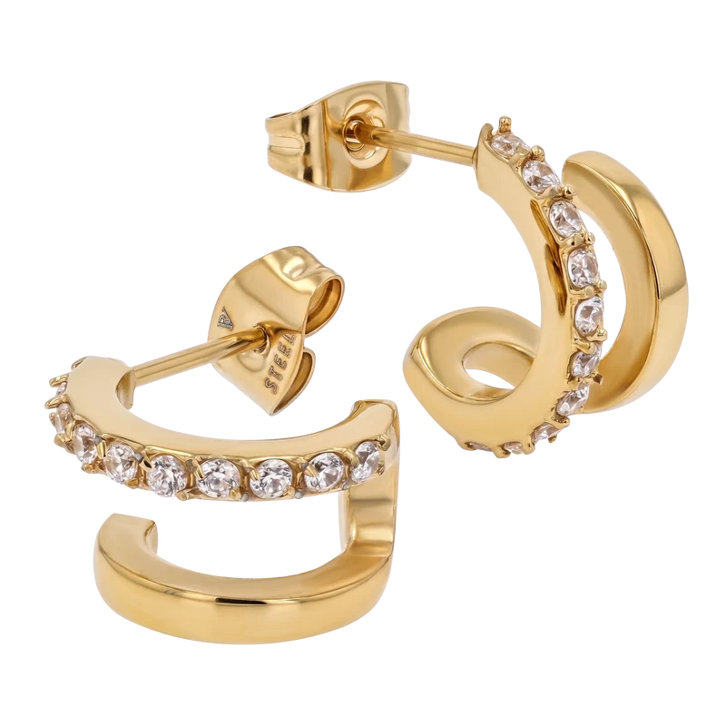 Classic Pave Double Hoops