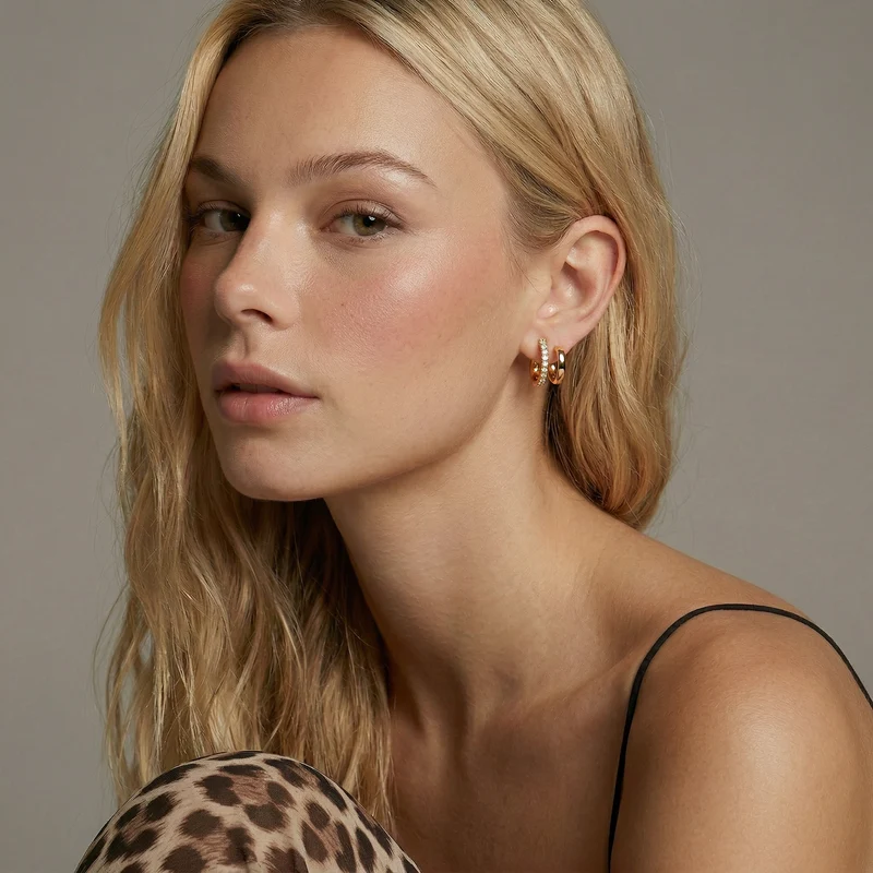 Classic Pave Double Hoops