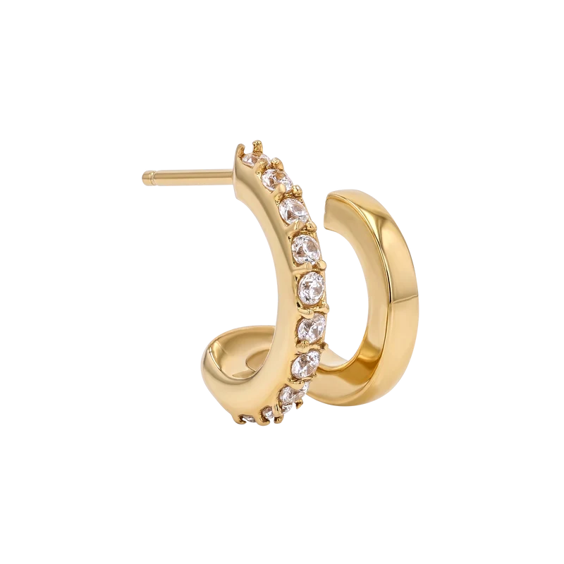 Classic Pave Double Hoops