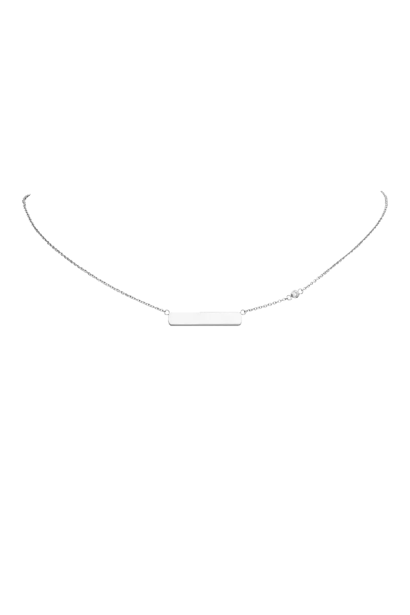 Engraving Rectangle Necklace Silver