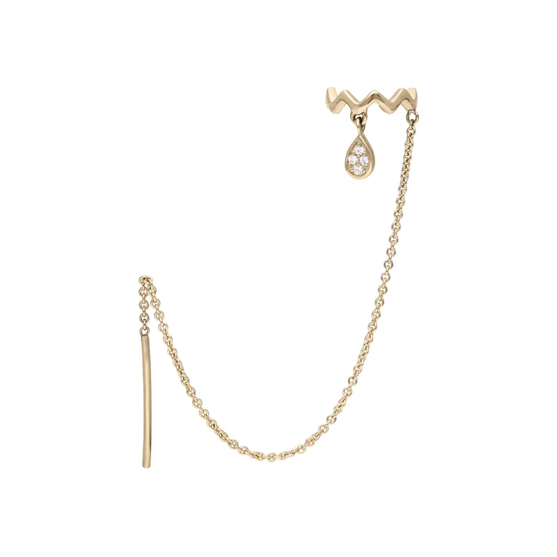 Diamond Drop Earcuff - 9 K Echtgold