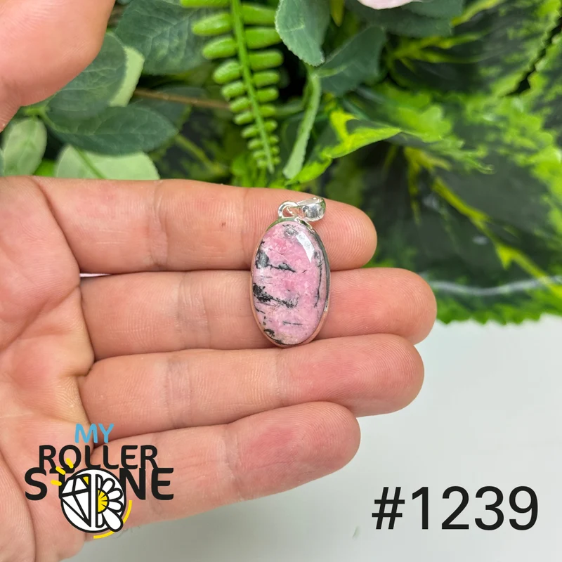 Rhodonit-Anhänger aus 925er Sterlingsilber Nr. 1239