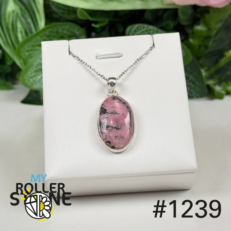 Rhodonit-Anhänger aus 925er Sterlingsilber Nr. 1239