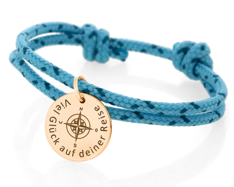 Armband Kompass blaues Damenarmband Koordinaten Gravurschmuck Damen