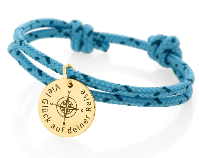 Segelseil 3mm hellblau Gravur Text Koordinaten Schmuck Tau Seil Kordel