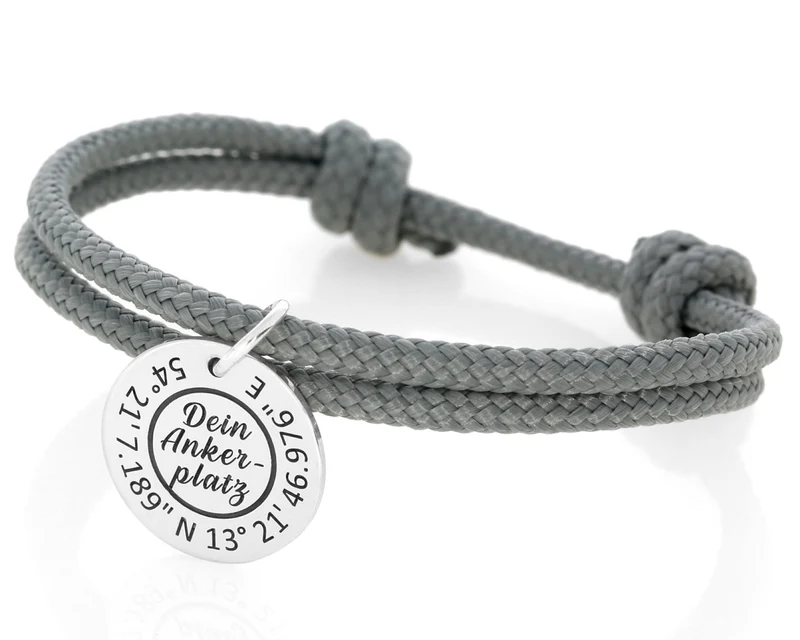 Armband 3mm mit Gravur Anhänger silber Koordinaten Schmuck 3mm