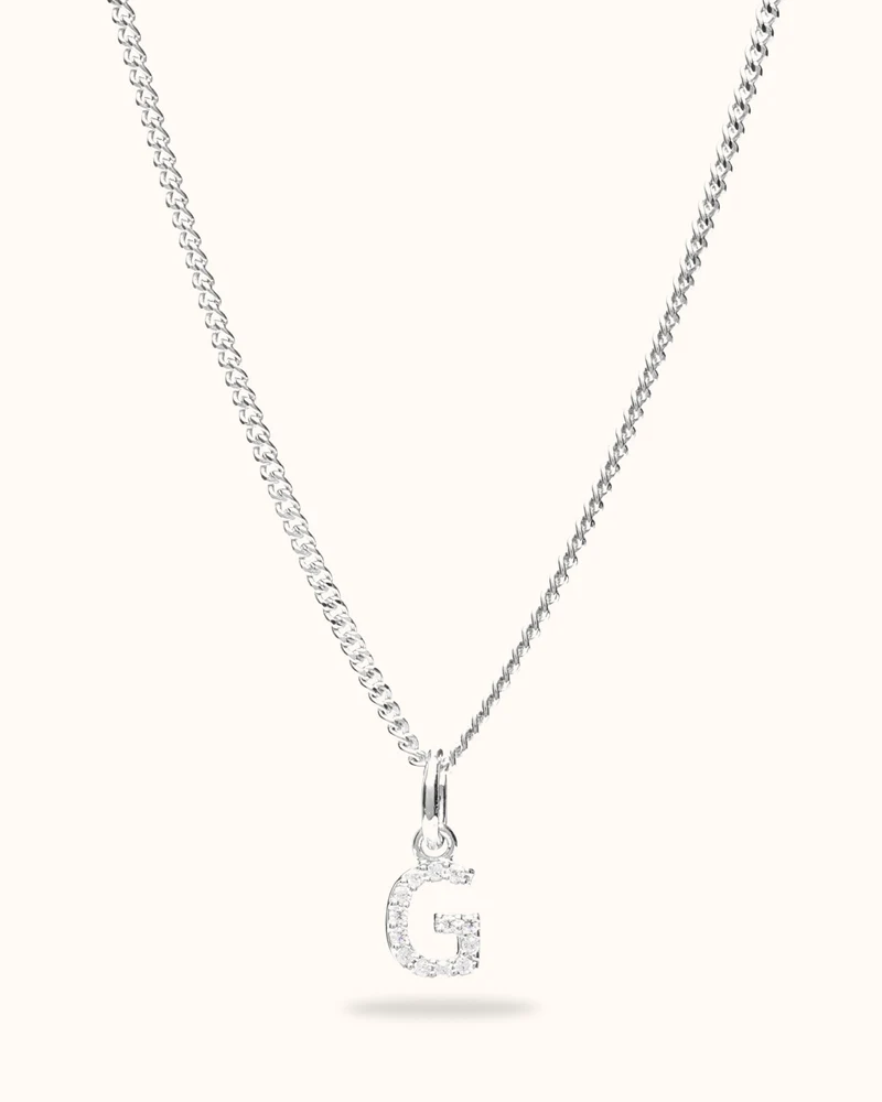 Initial Charm Sparkle Ketting - Zilver - Ketting met Initialen