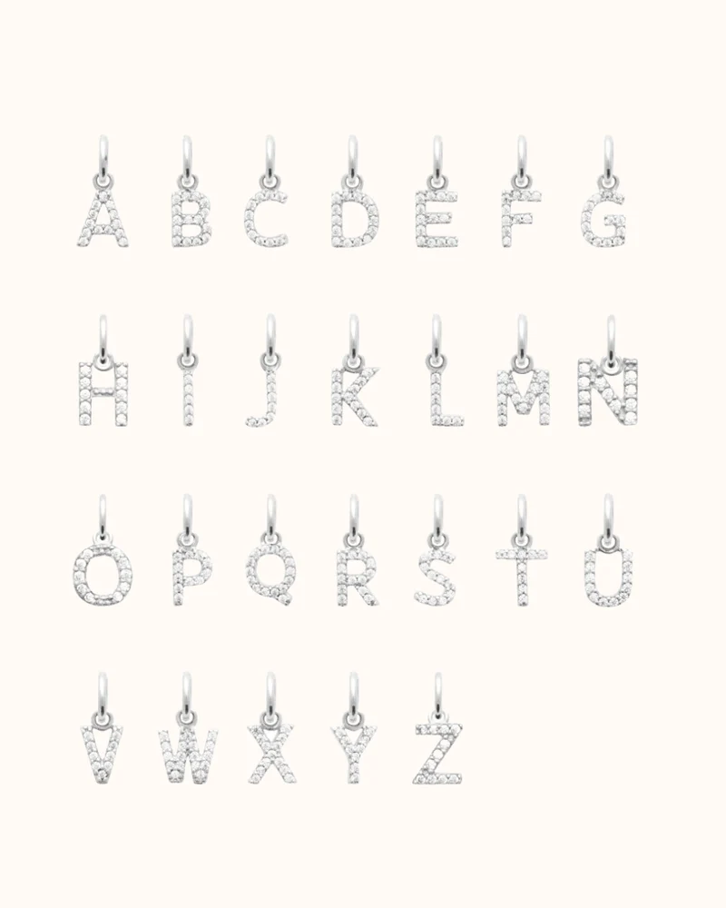 Initial Charm Sparkle Ketting - Zilver - Ketting met Initialen