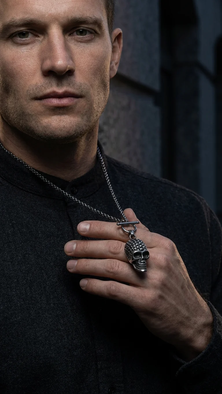 Skull Mist – Edelstahl Totenkopf Anhänger mit Kette (55 cm)