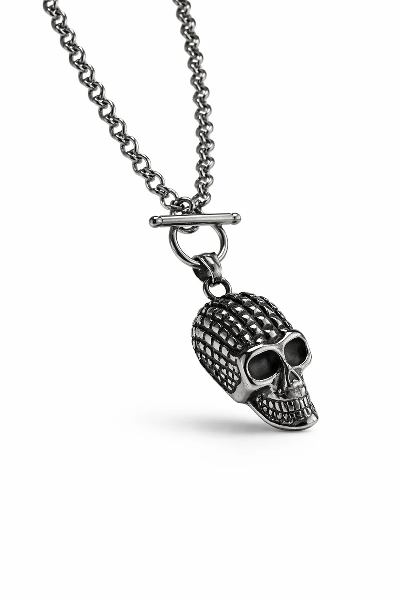 Skull Mist – Edelstahl Totenkopf Anhänger mit Kette (55 cm)
