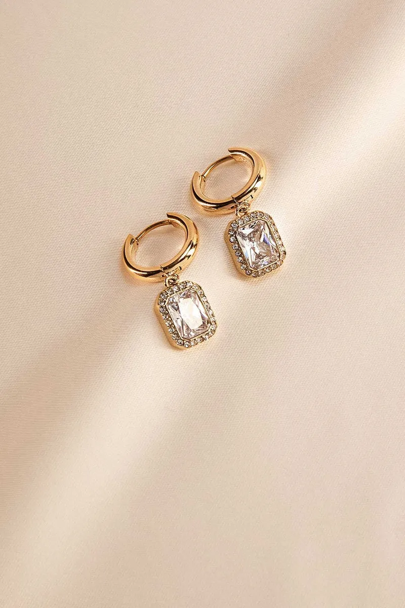 Pavé Emerald Charm Hoops