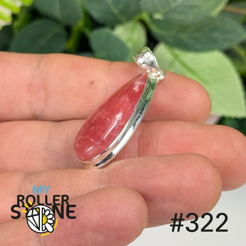 Anhänger aus 925er Sterlingsilber mit durchscheinendem Rhodochrosit #P322